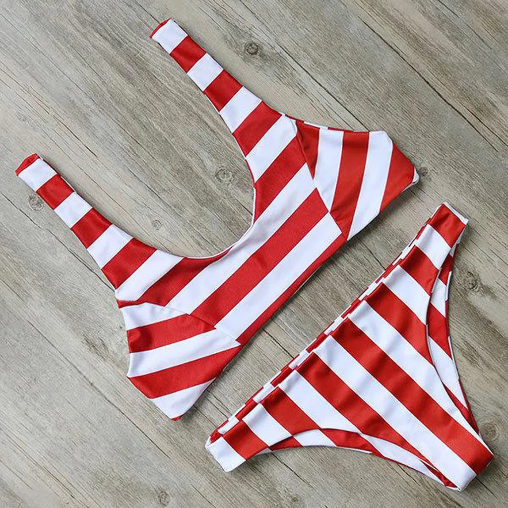 Женский сексуальный полосатый с принтом красный ремень бикини бюстгальтер