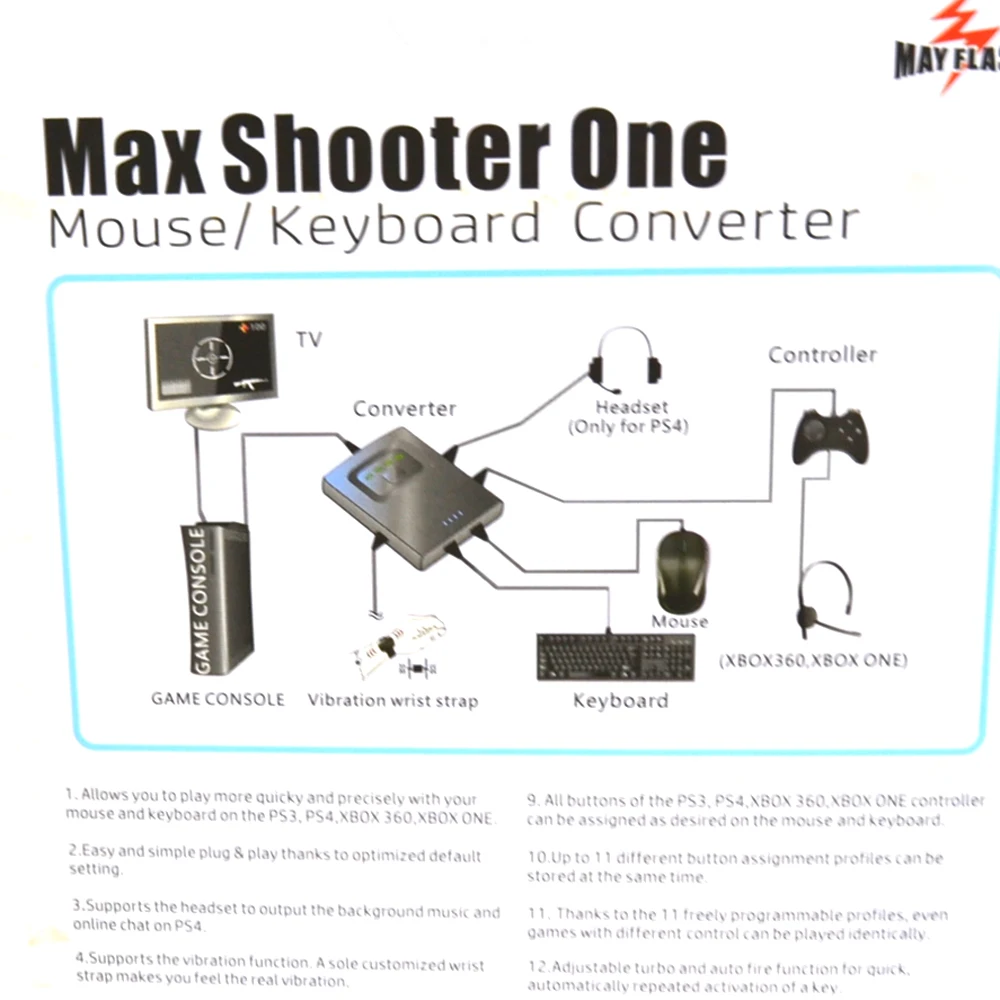 Высокое качество 8в1 Max Shooter ONE Mouse/Key board конвертер адаптер для Xbox one/PS4/PS3/XBOX 360 Voice Promp