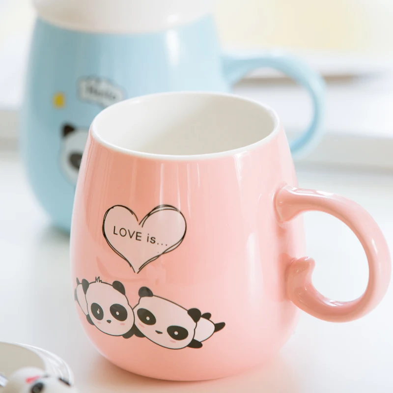Кружка панда керамическая чашка кофейная пара большая емкость стеклянная