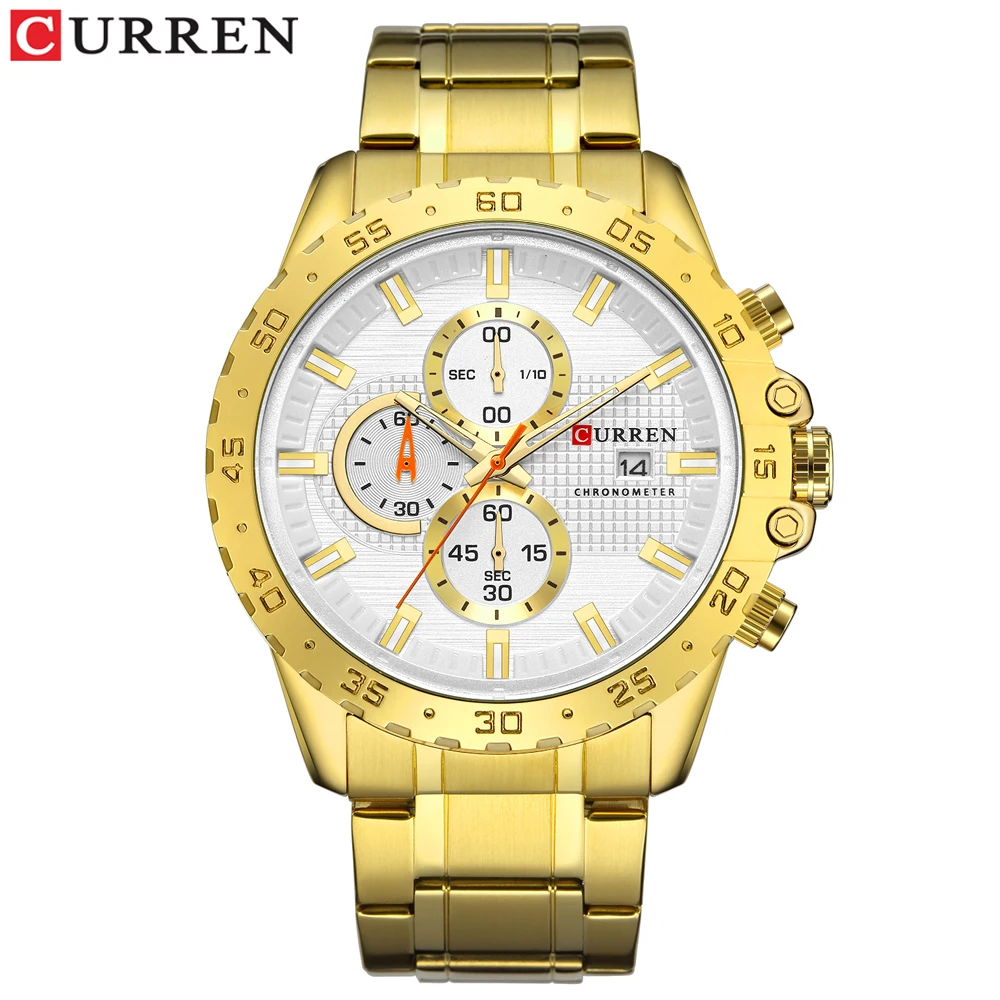 Роскошные мужские часы CURREN 2019 модные многофункциональные наручные с хронографом