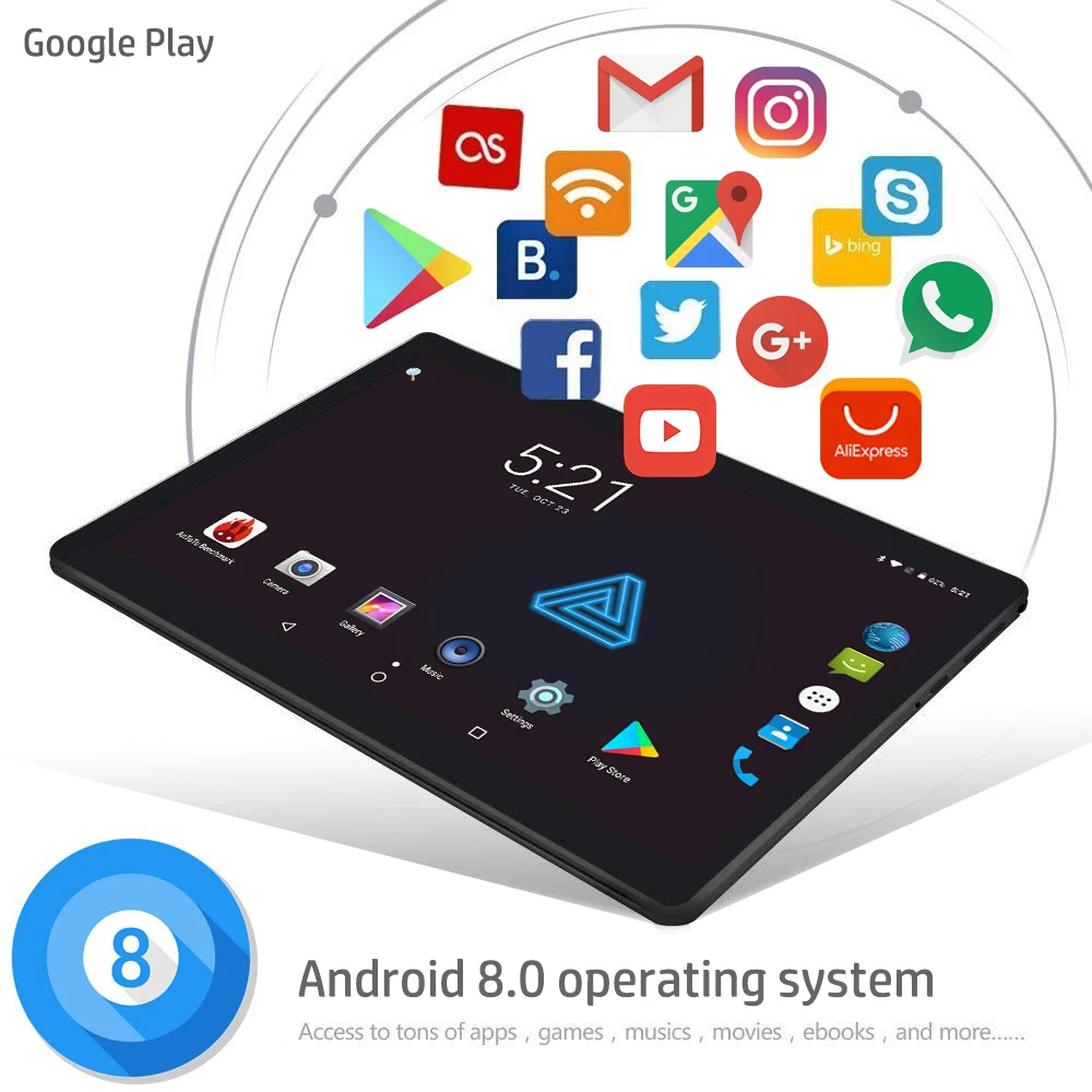 Планшет MediaPad 10 дюймов Восьмиядерный 4G FDD LTE Android 8 0 4 Гб ОЗУ 64 ГБ две sim карты WiFi GPS