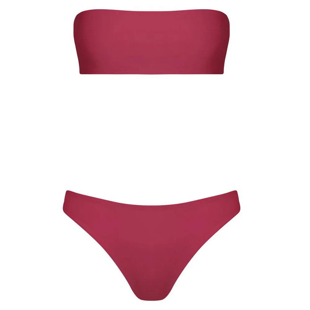 Женский купальник-бикини 2 шт. купальный костюм с пуш-ап бандажом без бретелек