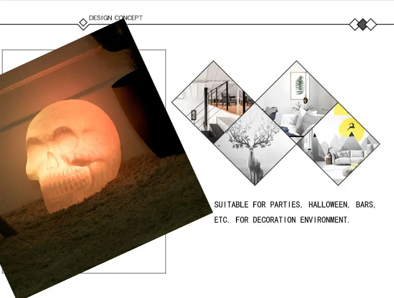 Novelty Halloween LED Skull Night Lights 3D Children Gift Toy Fashion Interior Party Decor Atmosphere Lamp 80920 | Освещение