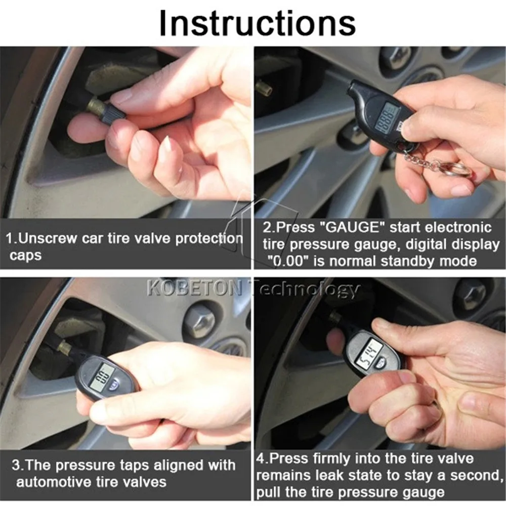 Mini LCD Digital Car Tire Pressure Gauge air Auto Electronic 4 unit tire pressure gauge meter For Motorcycle bicycle alarm | Автомобили и