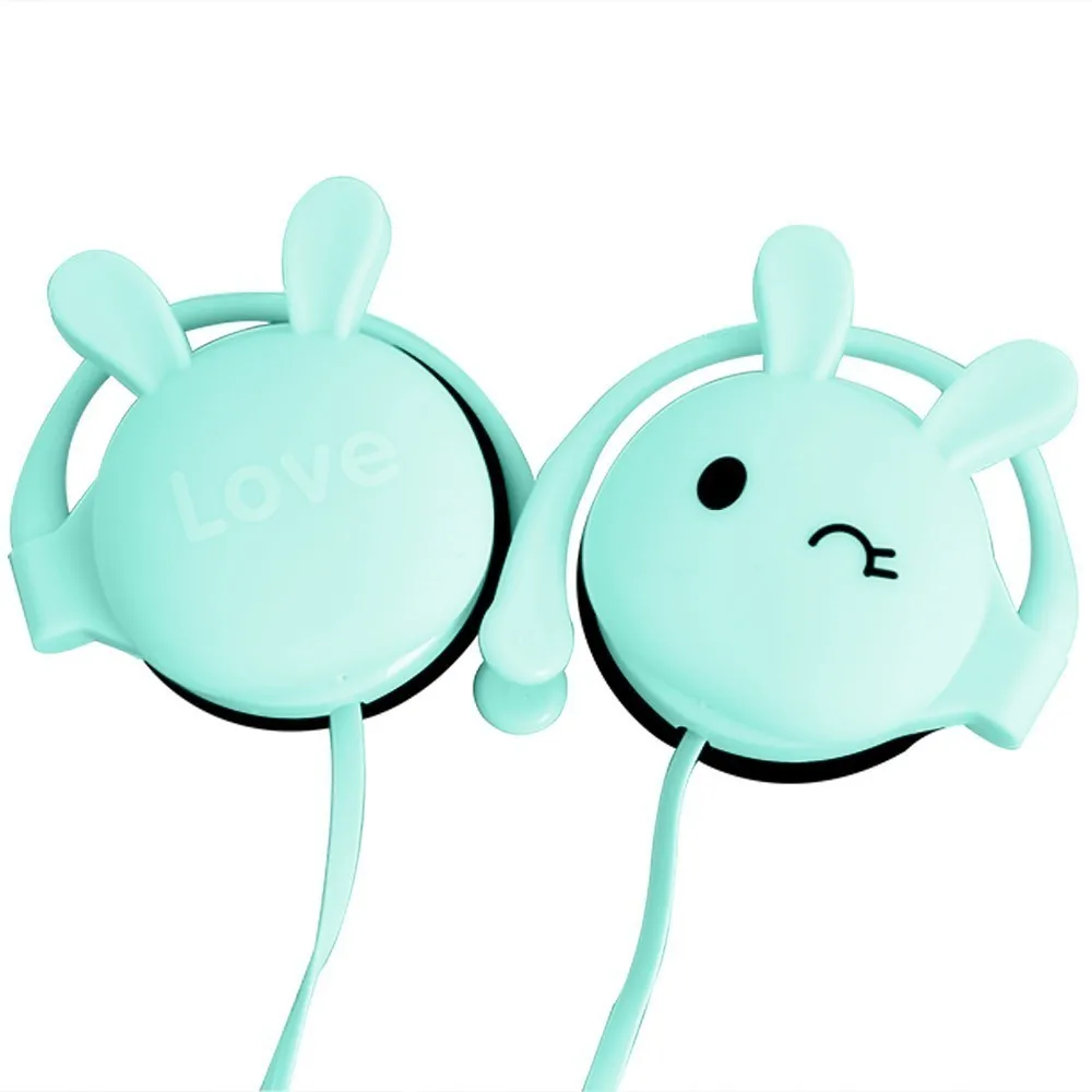 Blue Earphone CHYI кролик мультфильм стерео наушники с микрофоном 3,5 мм ушной крючок спортивная Гарнитура для девочек Дети Xiaomi Мобильный телефон подарок Mp3 - Цвет: Blue Earphone