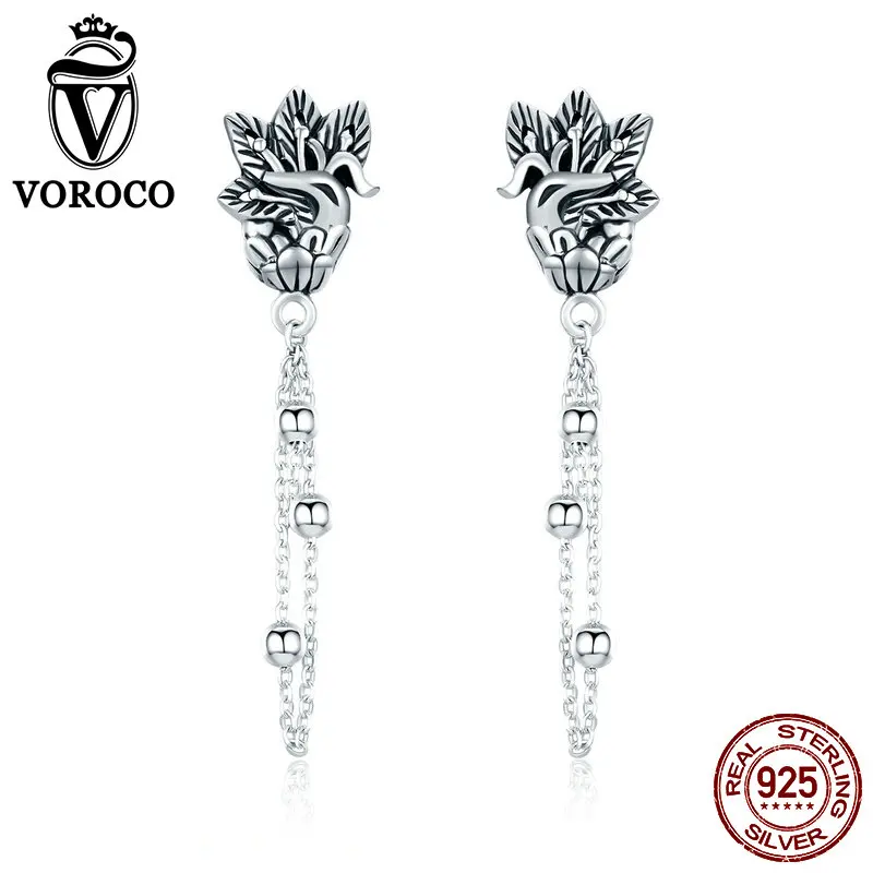 Серьги подвески VOROCO VSE020 женские из серебра 925 пробы изысканные длинные висячие