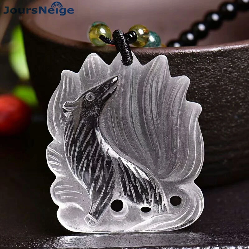 

Wholesale White Natural Crystal Pendant Hand Carved Nine Tail Fox Sweater Chain Necklace Lucky for Women Men Crystal Jewelry