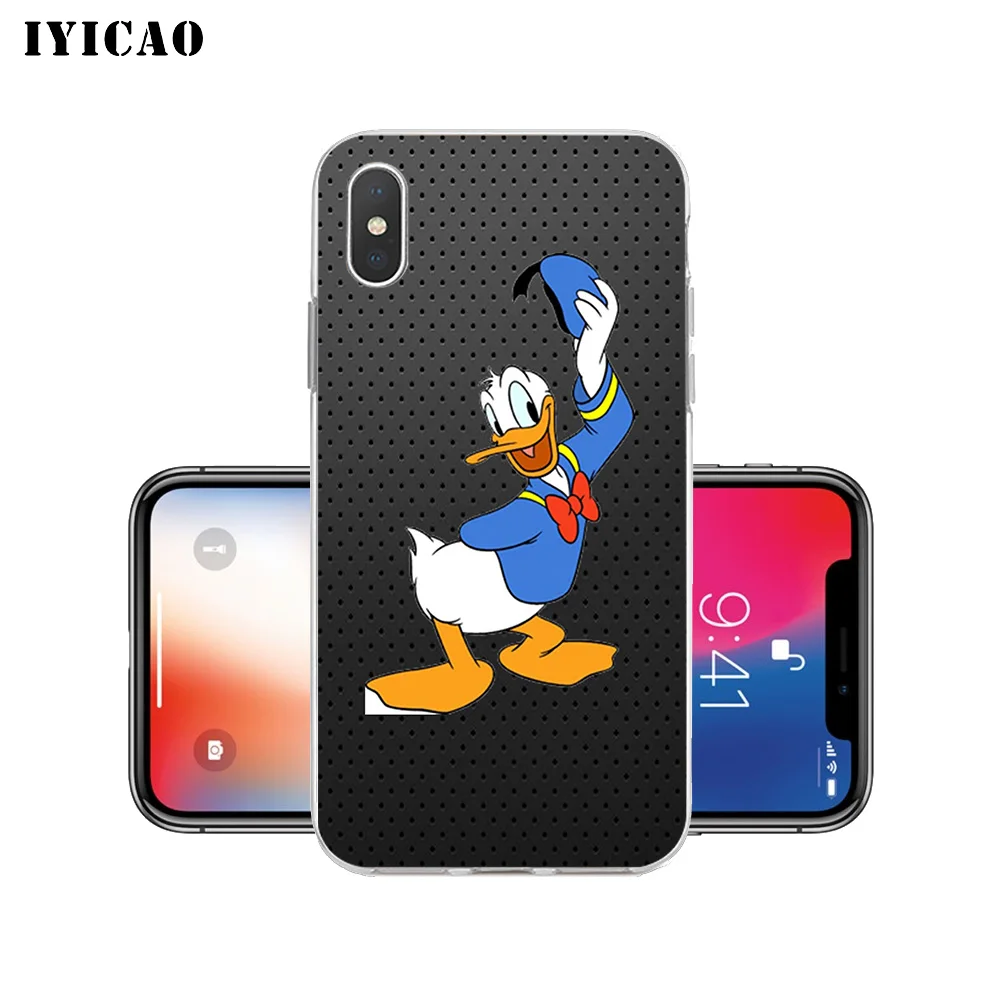 IYICAO Дональд Дак Мягкий силиконовый чехол для телефона iPhone X XR XS MAX 6 6s 7 8 Plus 5 5S SE TPU
