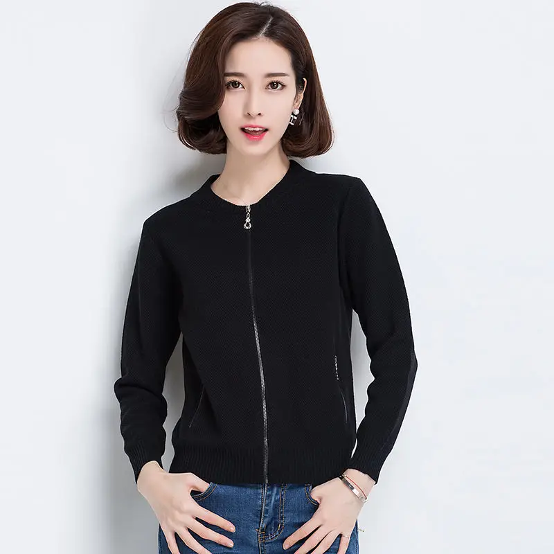 VANGULL 2019 Autumn Winter New Casual Women Knitting Sweater Cardigans zipper solid O-neck Long Sleeve Short sweater Outerwear |