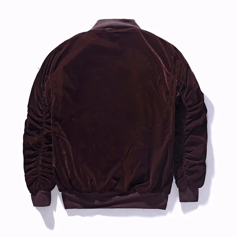 Новинка, модные куртки Kanye West, большие размеры, винтажная Вельветовая ткань винного цвета, плиссированные рукава, Дизайнерская куртка-бомбер