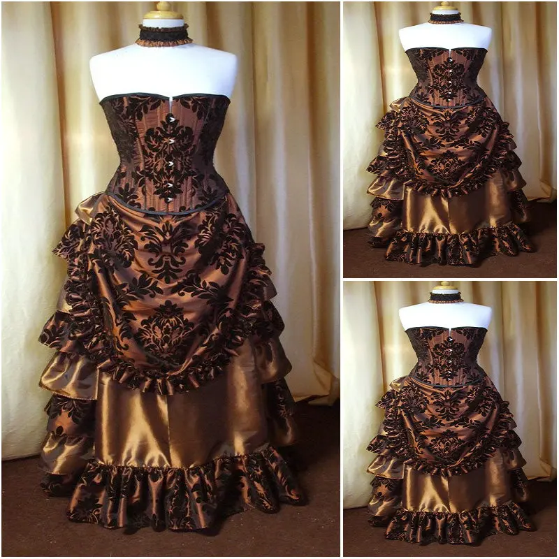 

History!Customer-made 17 Century Vintage Costumes Renaissance Dress Steampunk dresses Gothic Cosplay Halloween Dresses C-1199