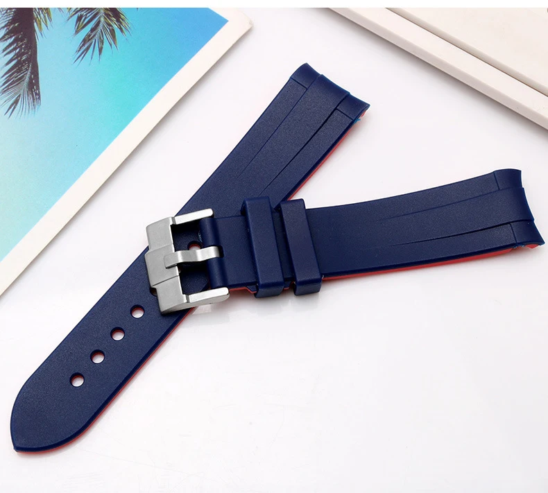 Silicone Watch Belt Special arc interface Replacement Rubber Strap watch chain 20mm 22mm Pin buckle
