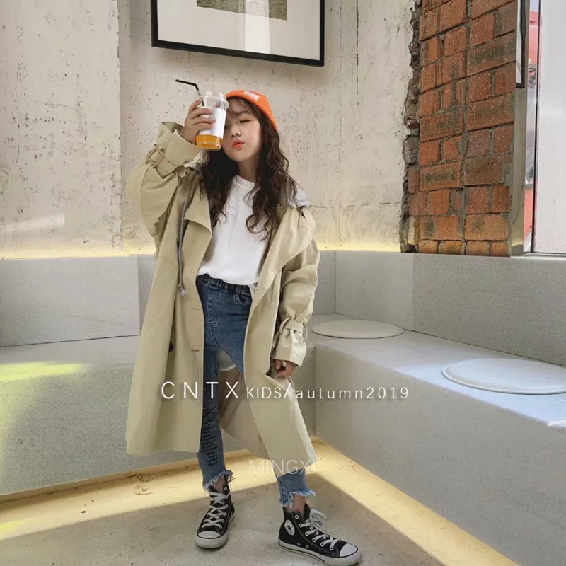 Детская одежда Новинка осени 2019 пальто для девочек Детское длинная