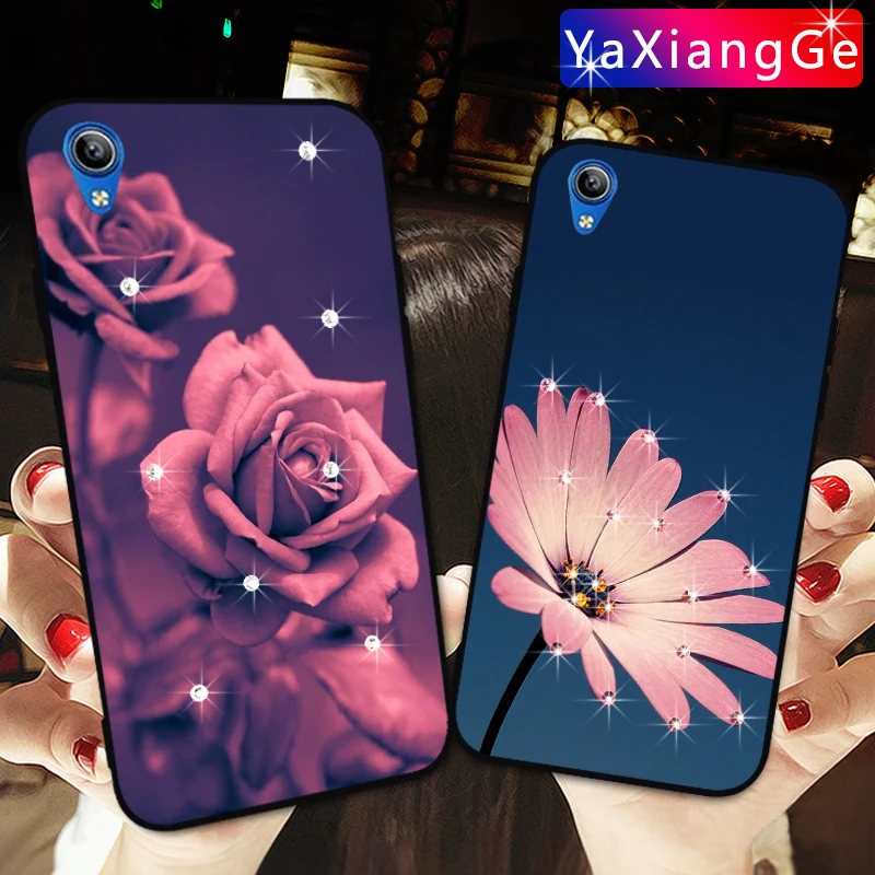 Чехлы с цветами и розами для Vivo V7 Plus Y79 Y81 Y83 мягкая задняя крышка из ТПУ со стразами