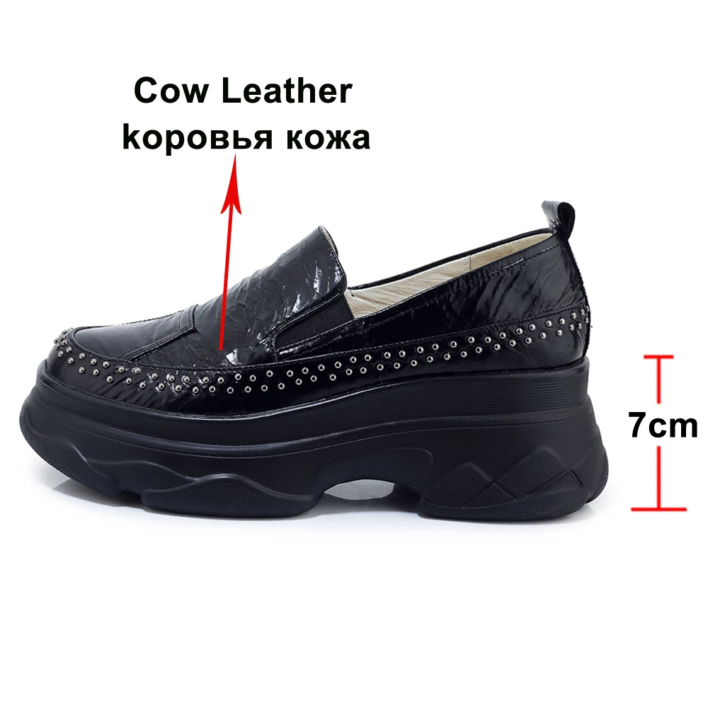 Женские повседневные туфли Meotina Осенняя обувь из натуральной кожи на плоской