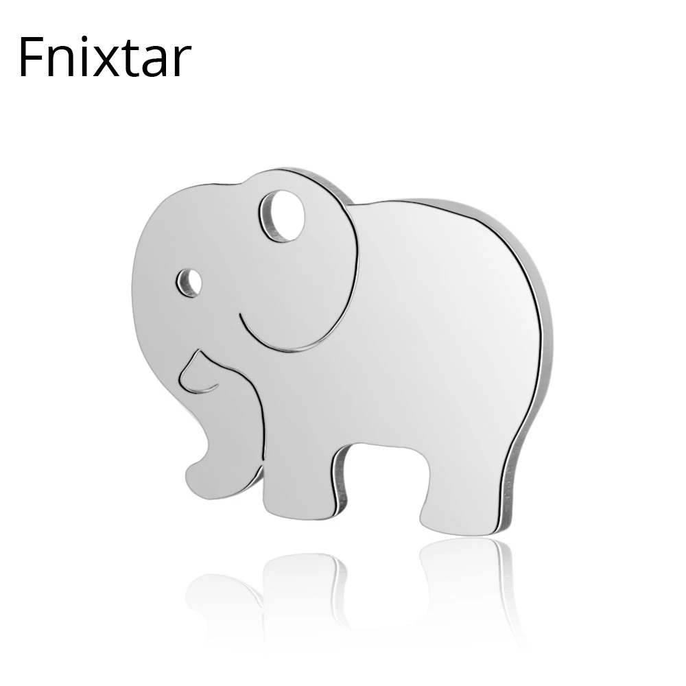 

Fnixtar Never Fade 10.7*13.9mm Stainless Steel Elephant Mini Charms Pendant Animal Metal Charms Polished Jewelry Wholesale 20pcs