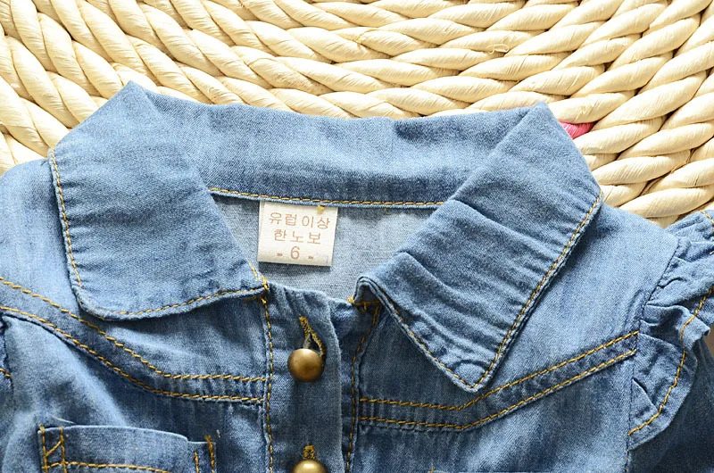 Baby Girls Dress 2021 Children Kids Clothing Denim Jeans Long Sleeve Princess Flora 2 color 1-4 years | Детская одежда и обувь