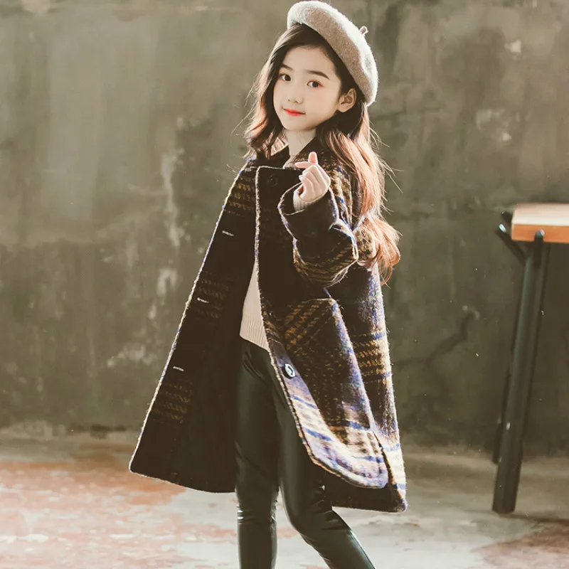 Осенне-зимнее пальто для маленьких девочек шерстяной плащ детская верхняя