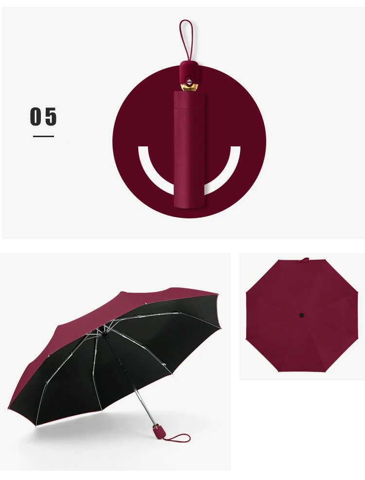 Women Rain Automatic Umbrella Durable Anti-UV Waterproof Quality Men Umbrellas Three Folding Female Parasol RG076