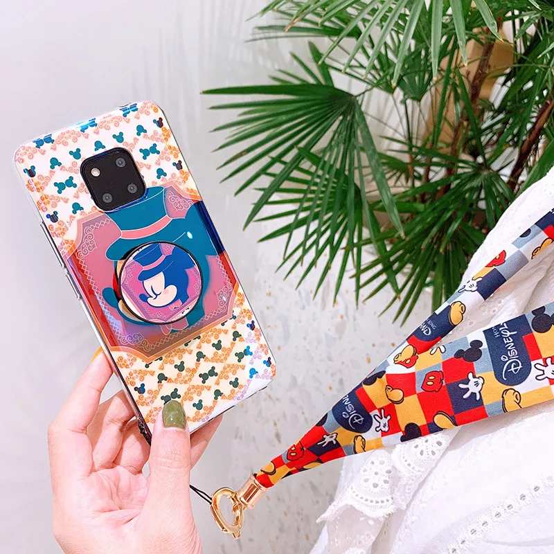 Для huawei p20 p30 Ретро Мик мягкий чехол для huawei mate20 pro nova4 милый мультяшный чехол+ подставка+ длинный ремень