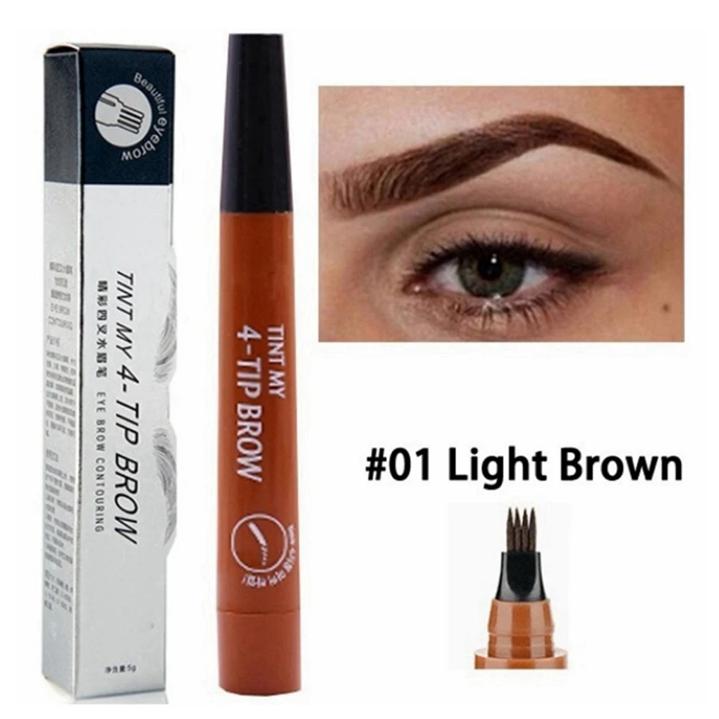 NO.1 Light brown Горячая для женщин девушек жидкая ручка для бровей водонепроницаемый вилка кончик бровей Карандаш для татуировки долговечная тонкая эскизная ручка - Цвет: NO.1 Light brown