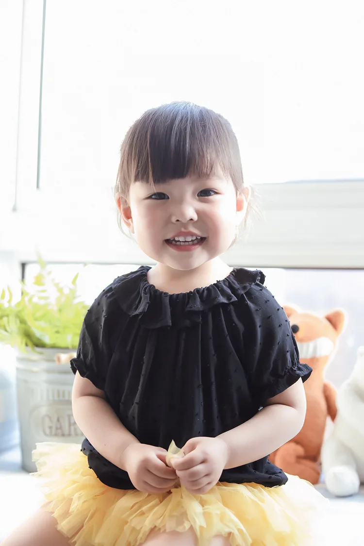 Летняя блузка в горошек для девочек хлопковая одежда маленькой принцессы разных