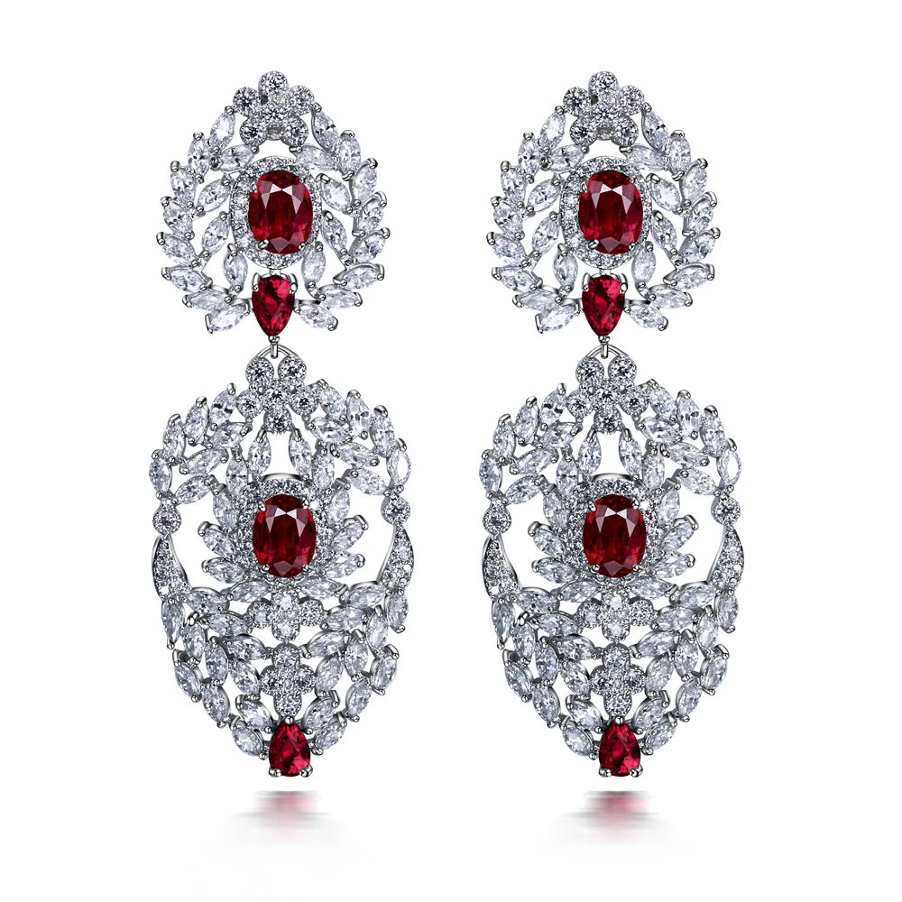 Женские длинные серьги капельки с родиевым покрытием и фианитом ААА|earrings