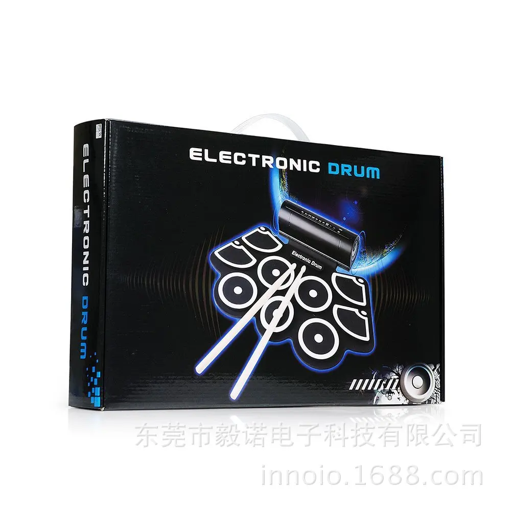 

Portable Electronic Drum Folding Usb Jazz Percussion Instrument Double Horn Cross Border W759 Hand Roll