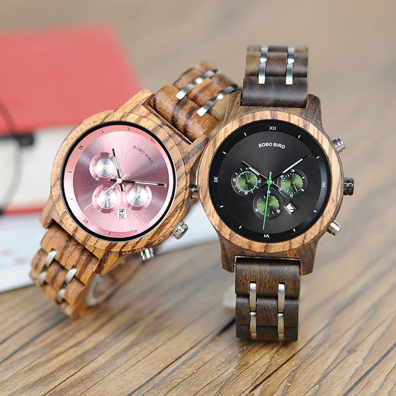 

BOBO BIRD Women Watches Luxury Chronograph Watch with Auto Date Versatile Ladies Wooden Timepieces Custom Couple Quartz Watch