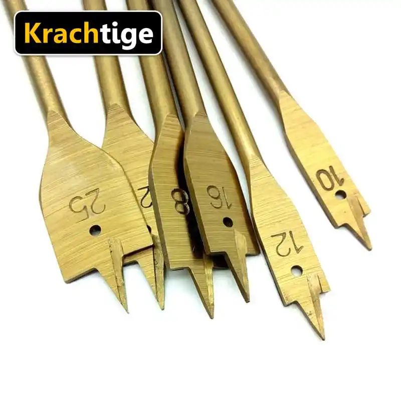 Krachtige 6 шт. титановое сверло с отверстием HSS плоские сверла по дереву DIY