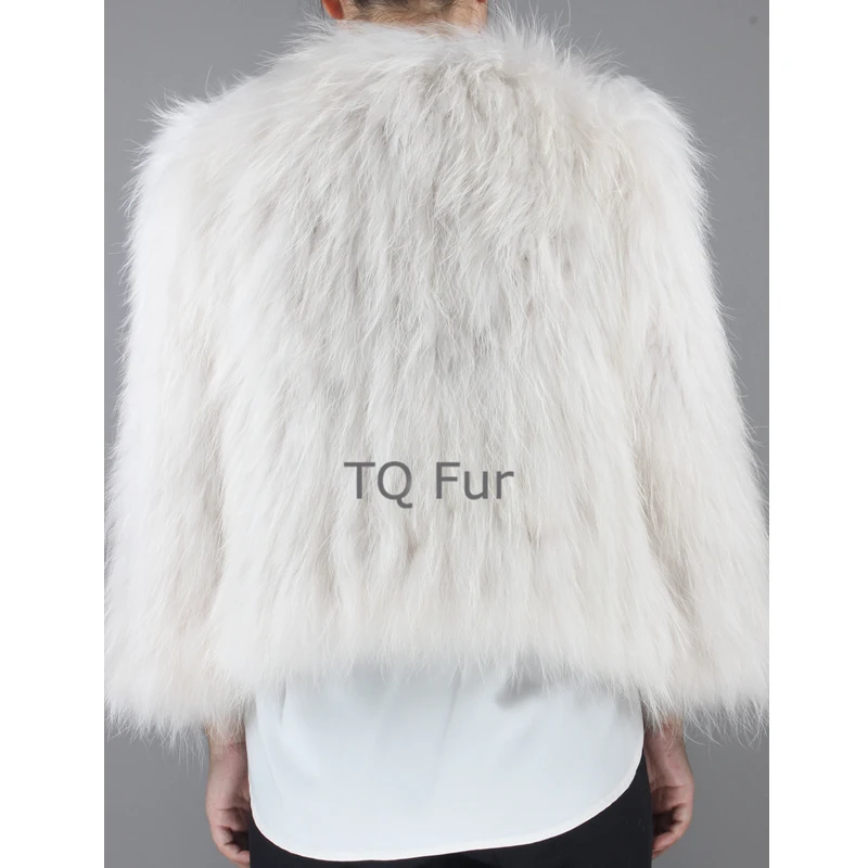 New Arrival Natural Raccoon Fur Coat Real Knitted Women Jacket Winter Warm Ouerwear Nine Quarter Sleeves | Женская одежда