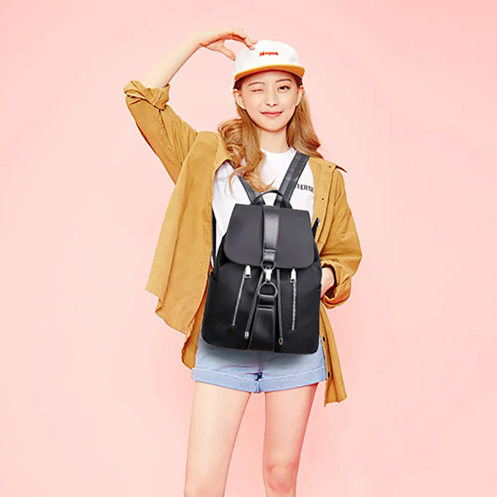 Модный женский Одноцветный рюкзак сумка мешок с кулиской модный подвеской mochila