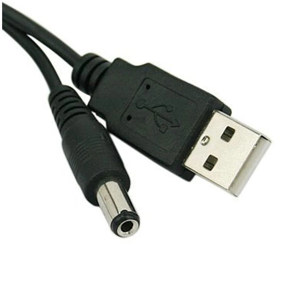 USB кабель 5 мм/2 1 мм 5V DC бочоночного разъема Мощность (черный 75 см) | Компьютеры и