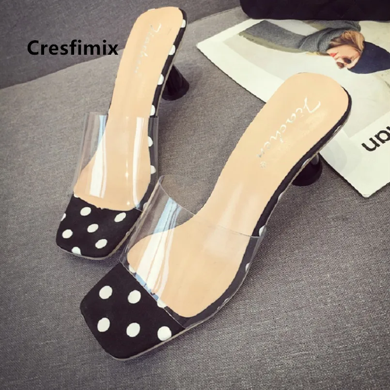 

Cresfimix sandales femmes women fashion sweet black dot high heel sandals lady cute spring & summer sandals casual sandals a5412