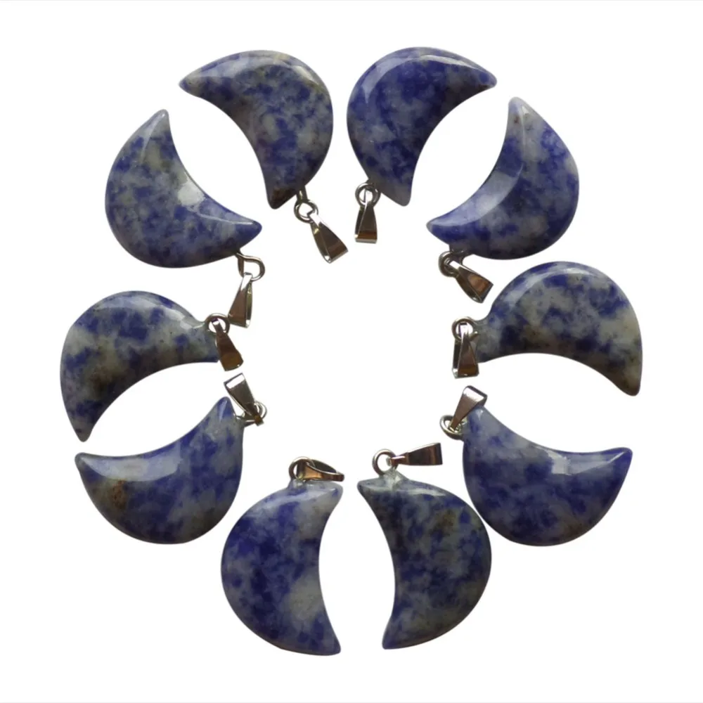 (10 шт./лот) оптовая продажа натуральный содалит луна кулон из бисера 18x8x5 мм