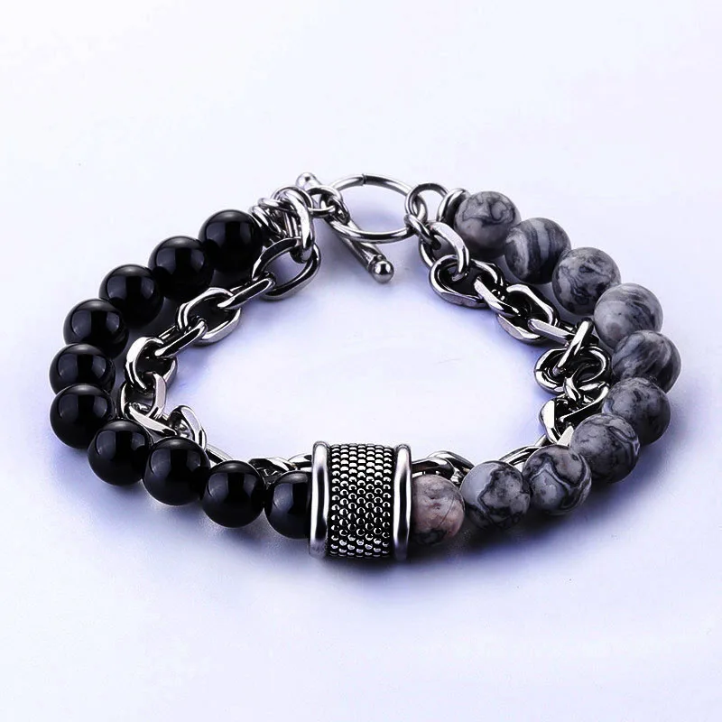 Натуральный камень тигровый глаз мужской браслет из бисера нержавеющая сталь