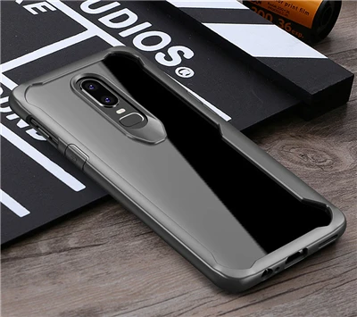 One plus 6 Чехол Oneplus 6 чехол противоударный прозрачный Капа Жесткий ПК панель+ ТПУ бампер чехол-Броня чехол для Oneplus 6 One plus 6 - Цвет: Серый