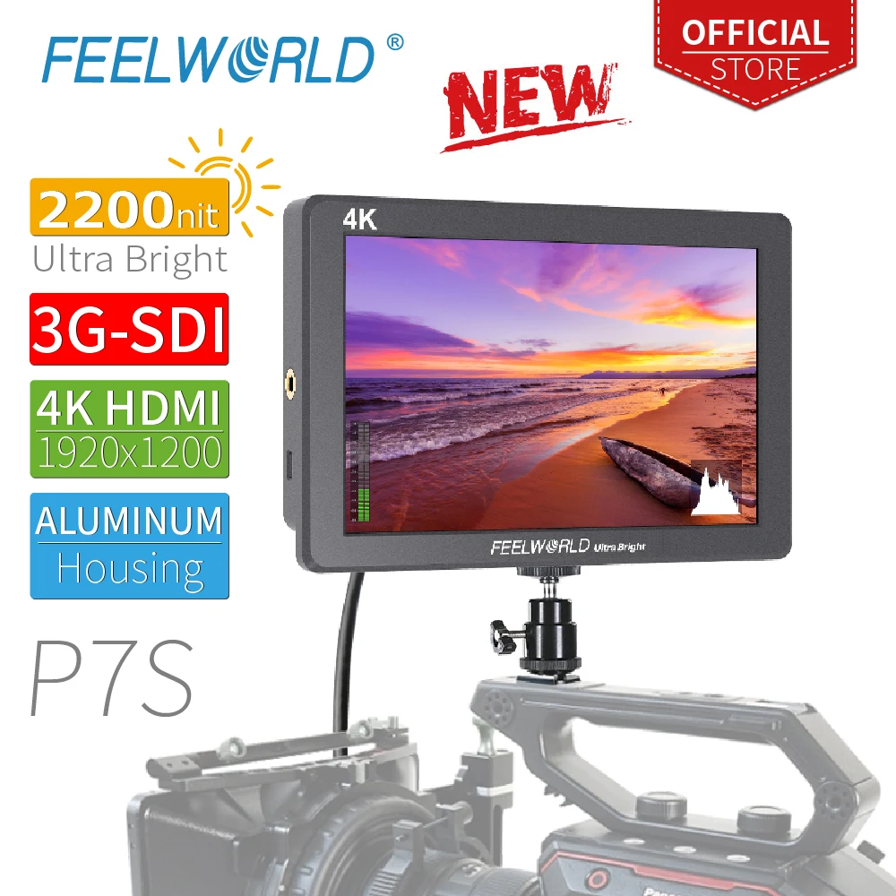 Камера FEELWORLD P7S 7 дюймов 2200nit ультраяркая 3G SDI для зеркальной камеры алюминиевый