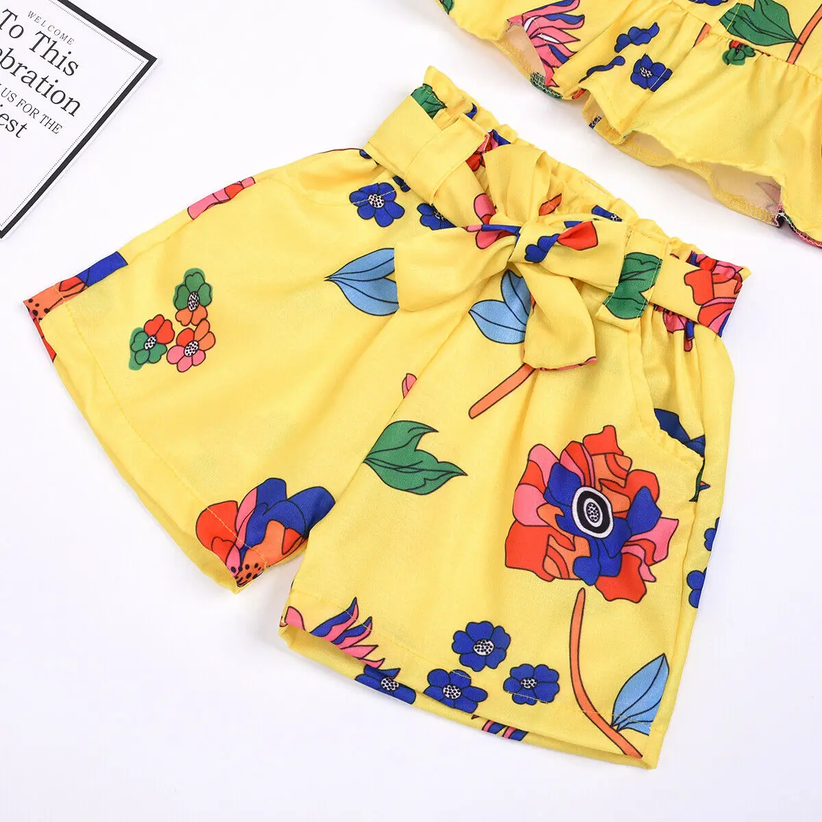 2-6Years Kids Toddler Girls Summer Outfits Ruffle Halter Crop Top+Bowknot Shorts 2 Piece Clothing Sets | Детская одежда и обувь