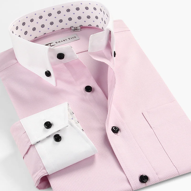 men's shirt with white collar and cuffs