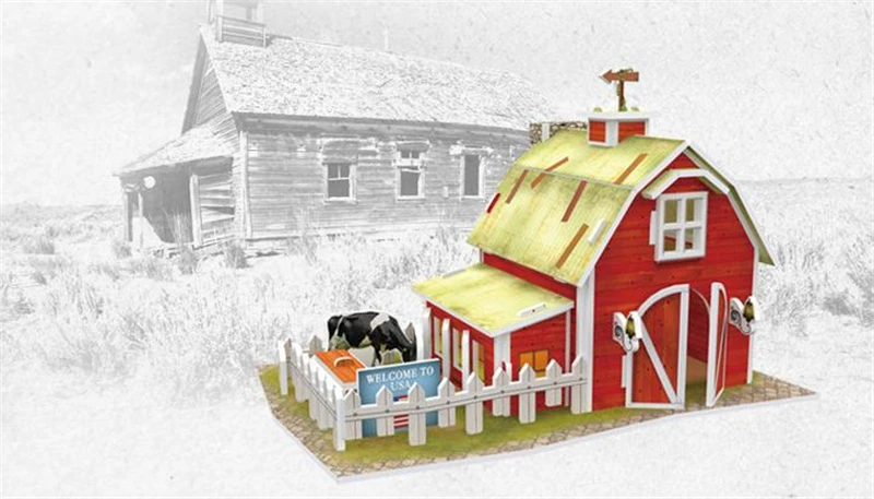 Американская ферма 3D пазлы Дети мальчик девочка бумага для моделирования DIY