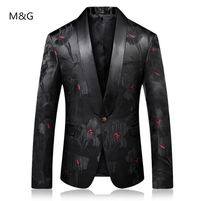 

Male Stylish Suit Jacket Chaquetas Hombre De Vestir Black Red Blazer Slim Masculino Abiti Uomo Wedding Prom Fashion Blazers