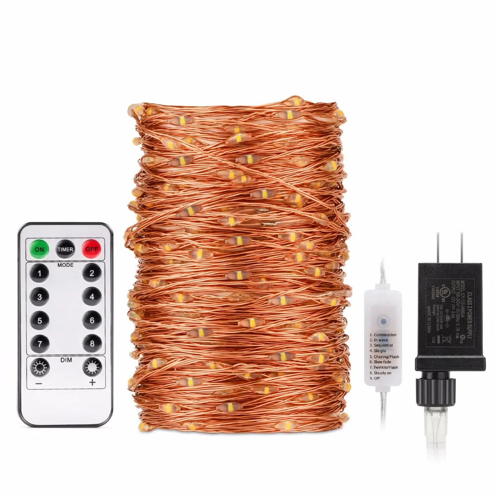 Kohree US Plug 66ft 200 светодиодная гирлянда с дистанционным управлением, водонепроницаемая медная проволока для наружного украшения на Рождество