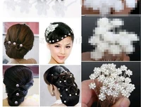 20sets 800pcs wholesale wedding bridal pearl hair pins flower crystal hair clips bridesmaid jewelry u pick free shipping rl586