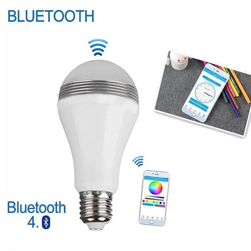 Умная светодиодная BLUETOOTH Колонка E27 цветная Беспроводная Светодиодная лампа