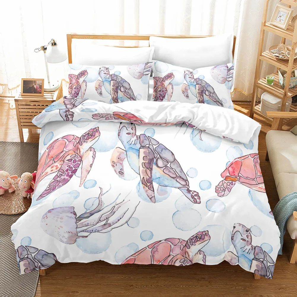 

Digital Printing 3D Bedding Set Pineapple Turtle Africa Sea Times Duvet Cover Set Pillowcase Twin Queen King