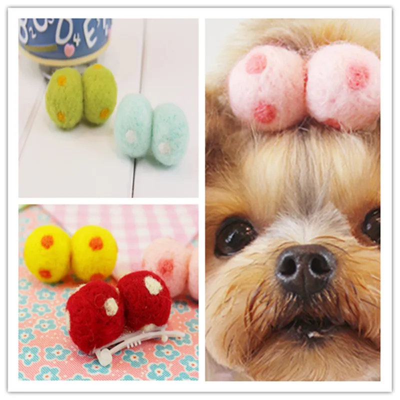 

Dog Groomingt Hairpin Pet hair clip ball cute wool felt dog Teddy Yorkshire Maltese headdress 20PCS/LOT