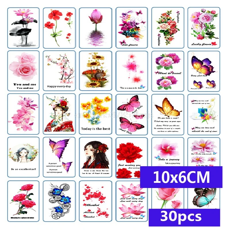 30 шт. временные тату наклейки Летящие птицы Русалка Сова олень мандала s флэш