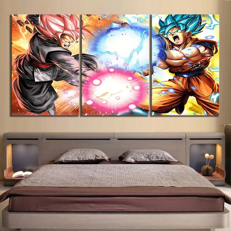 Pictures Canvas Painting HD Prints 3 Pieces Dragon Ball Super Saiya Poster Wall Artwork Home Decor Living Room Kids | Дом и сад