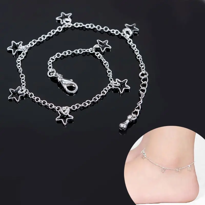 Ножные браслеты Seven Stars с серебряным покрытием на тонкой цепочке ювелирные